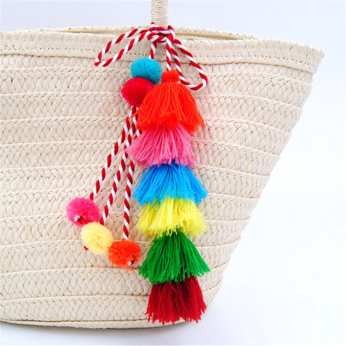 Colorful Tassel PomPom Charm Pendant DIY For Keychain Bag Handmade ...