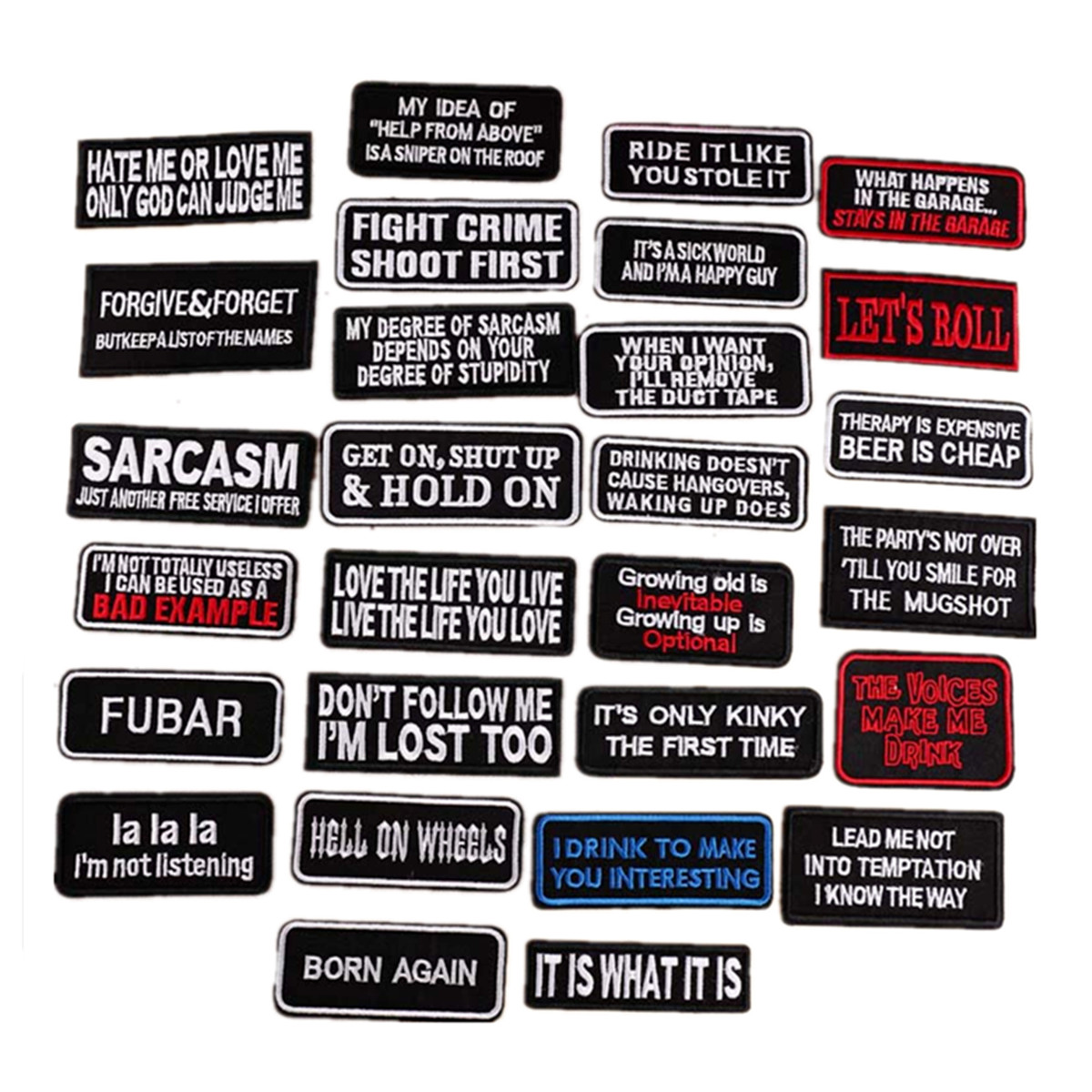 I LOVE MY COUNTRY BUT HATE MY BIKER SLOGAN NOVELTY MESSAGE SEW & IRON ON PATCH: 