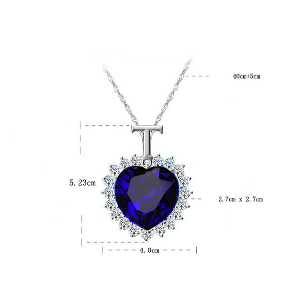 Titanic Silver Heart Of The Ocean Sapphire Blue Crystal Necklace ...