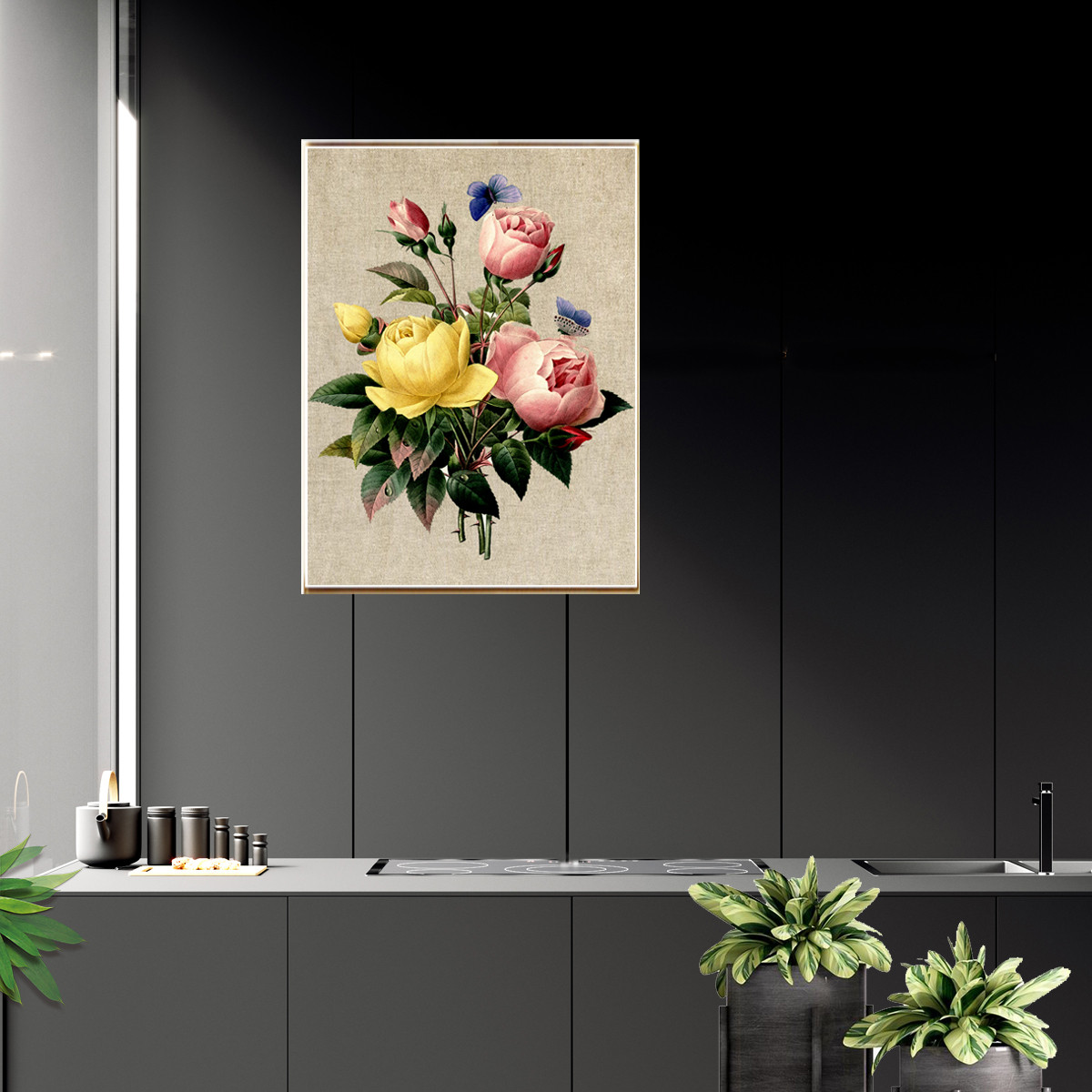 Nordic Rose Flower Canvas Art Poster Prints Picture Living Room Wall Home Decor