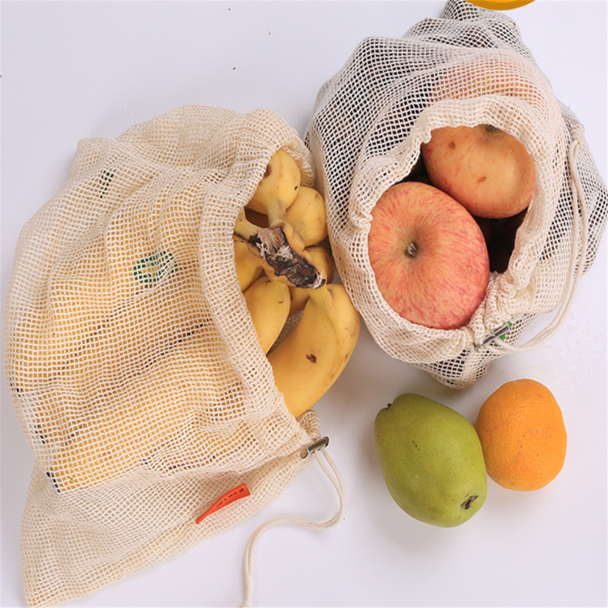 Reusable Produce Bags Washable Cotton Grocery Sack Vegetable Fruit