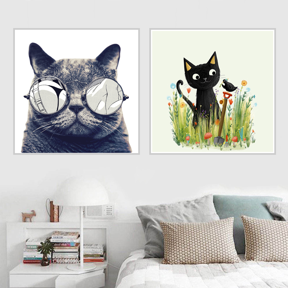 Cute Cat Kitten Canvas Art Painting Poster Unframed Living Room Home ...