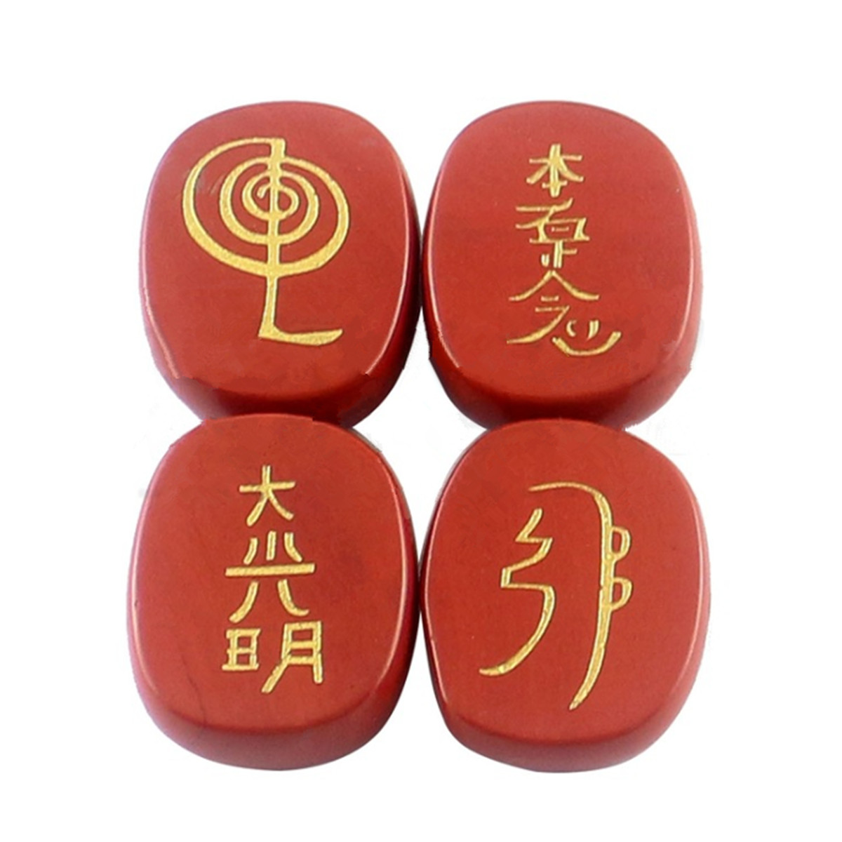 4X Engraved Usui Reiki Symbol Healing Energy Sanskrit Palm Crystal Natural Stone 