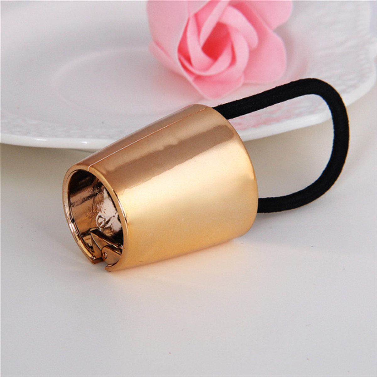 Fashion Women Metal Elastic Ponytail Holder Hair Cuff Wrap Tie Band