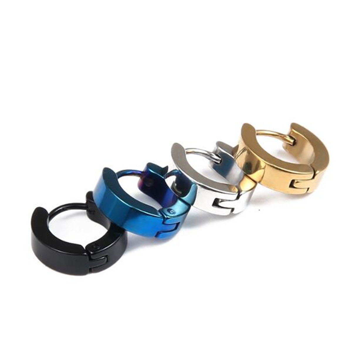 Pair Women Men Anti Allergy Stainless Steel Punk Round Hoop Sleeper