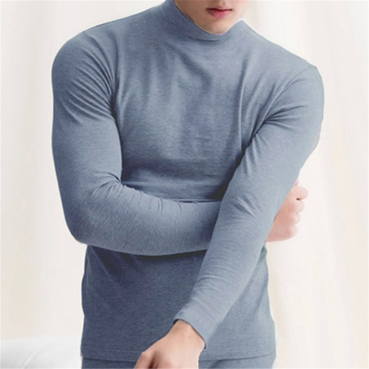 Men/'s Warm T-shirt Long Sleeve Turtleneck Jumper Undershirt High Neck Tee Tops