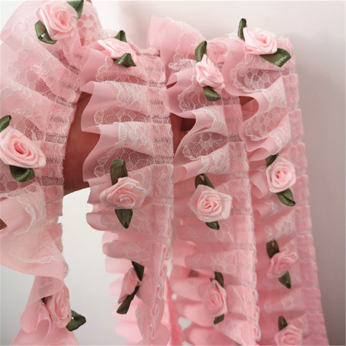 1m Pink Rose Flower Ruffle Lace Trim Chiffon Pleated Ribbon Crafts 5cm Width 6168447682235 Ebay 2778