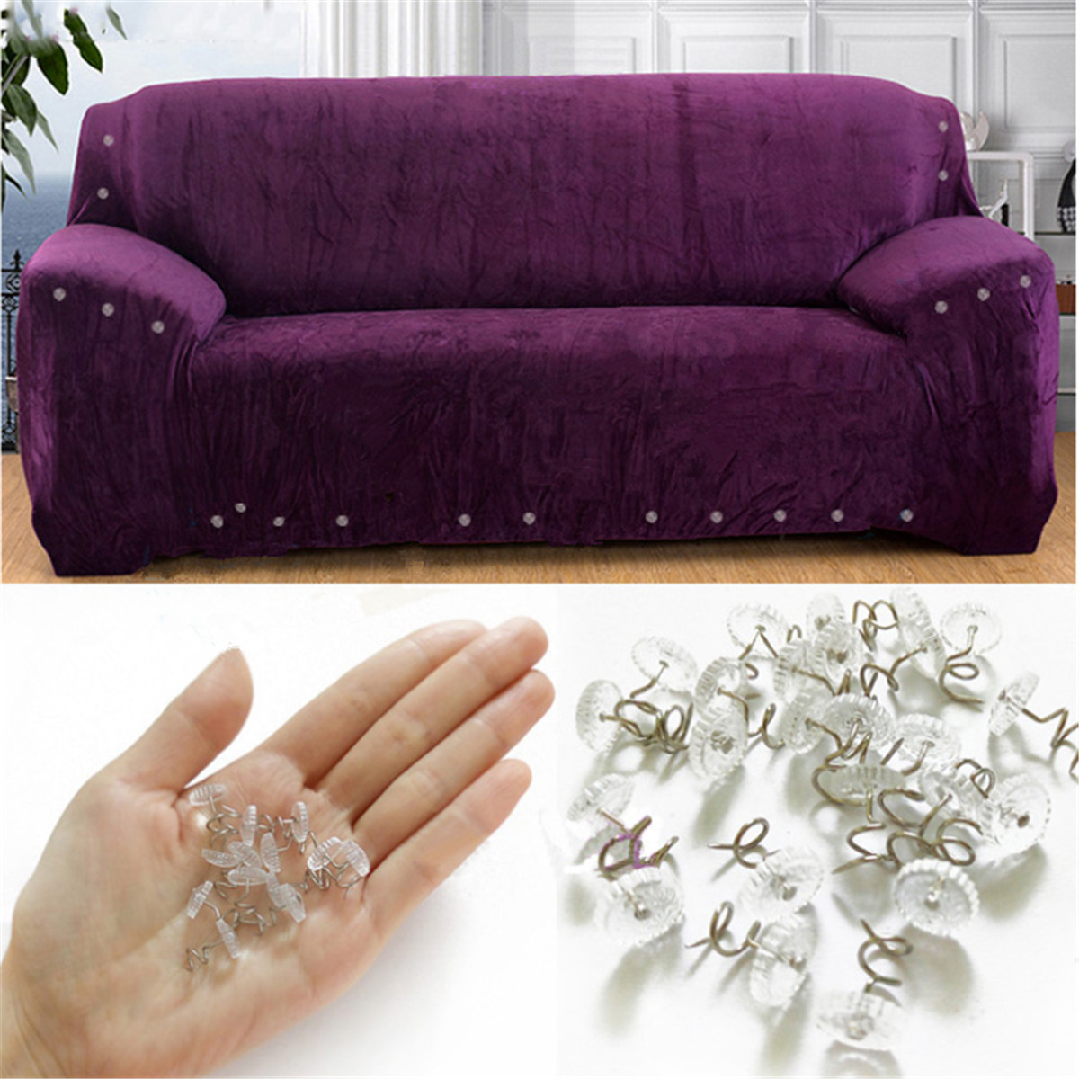 50 pcs Twist Pins 1//2 Length 3//8 Diametar Upholstery Clear Head Nickel Plated for Bedskirts Slip Covers