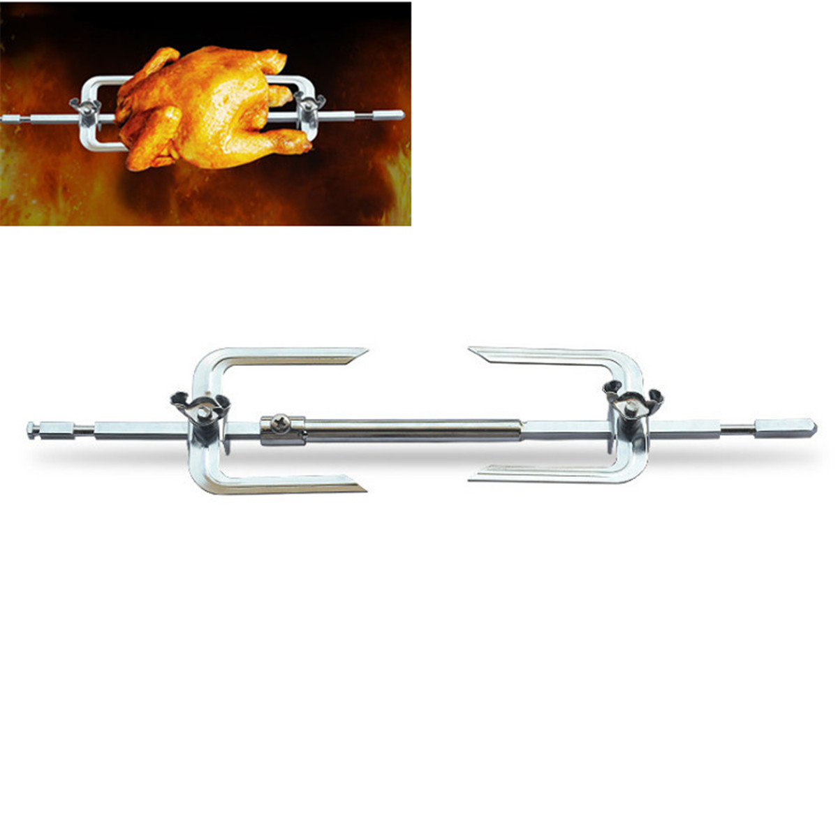 Electric BBQ Rotisserie Grill Roast Rod Spit Universal Kit Motor Meat Skewer eBay