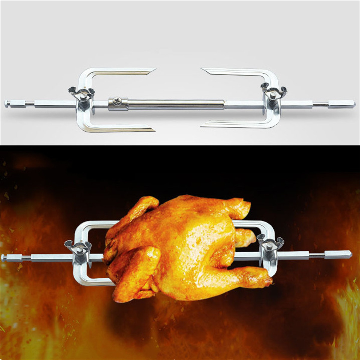 Electric Bbq Rotisserie Grill Roast Rod Spit Universal Kit Motor Meat