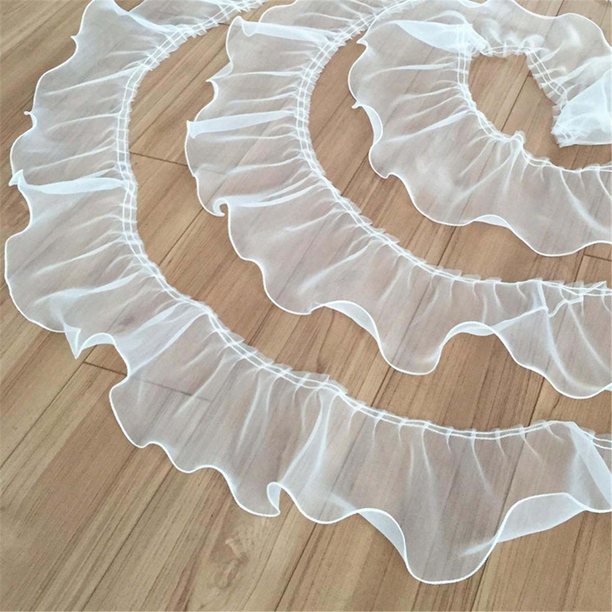 2 Yards Pleated Lace Trim Organza Ruffle Diy Wedding Skirt Sewing Hem Ebay 5616