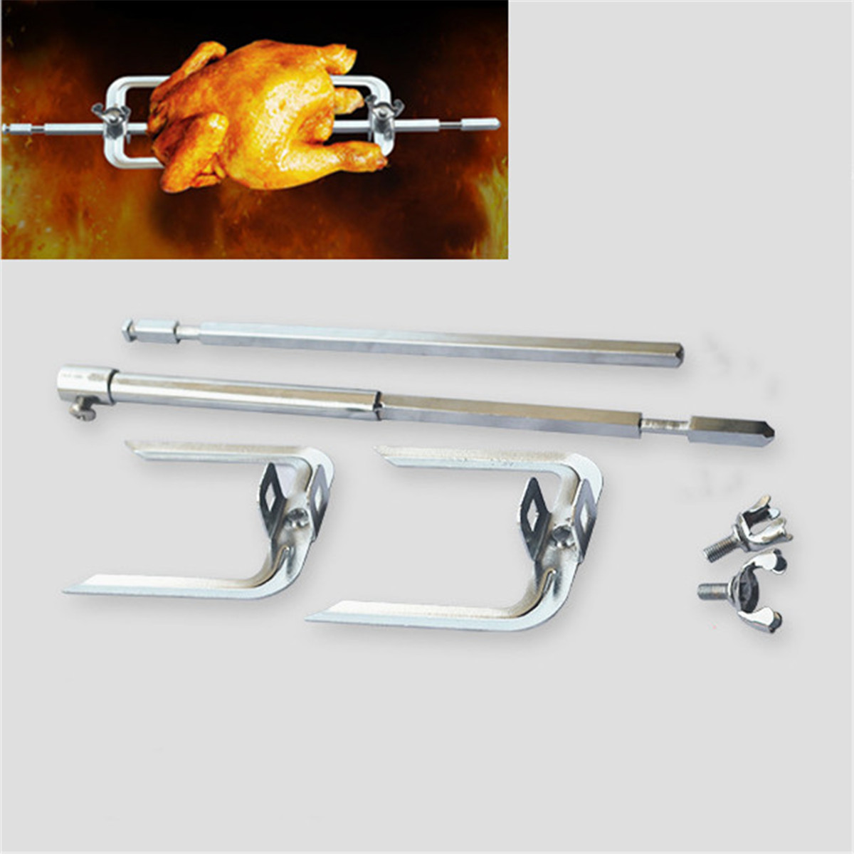 Electric BBQ Rotisserie Grill Roast Rod Spit Universal Kit Motor Meat