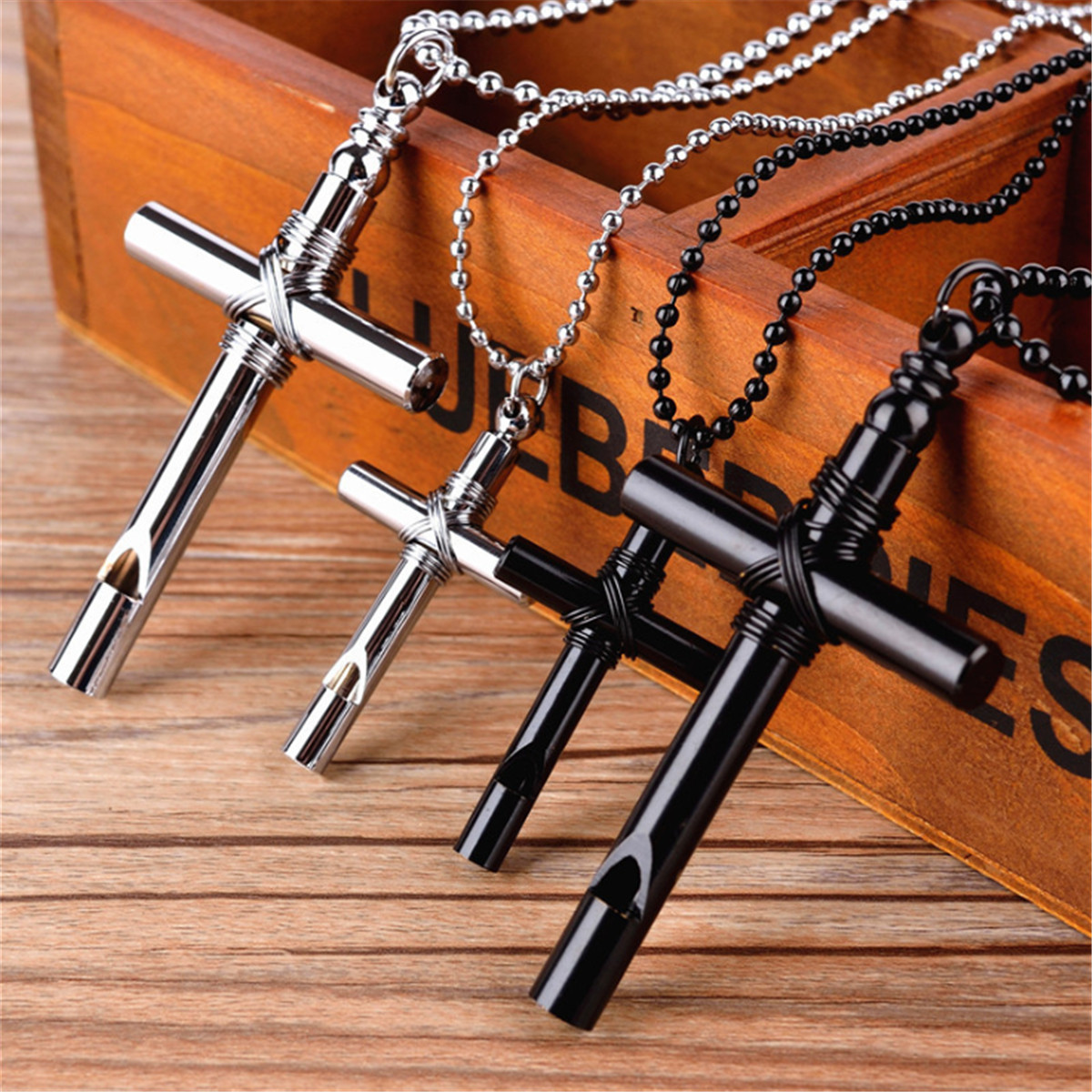 Charm Men Jewelry Black White Whistle Cross Pendant With Unisex's Chain ...