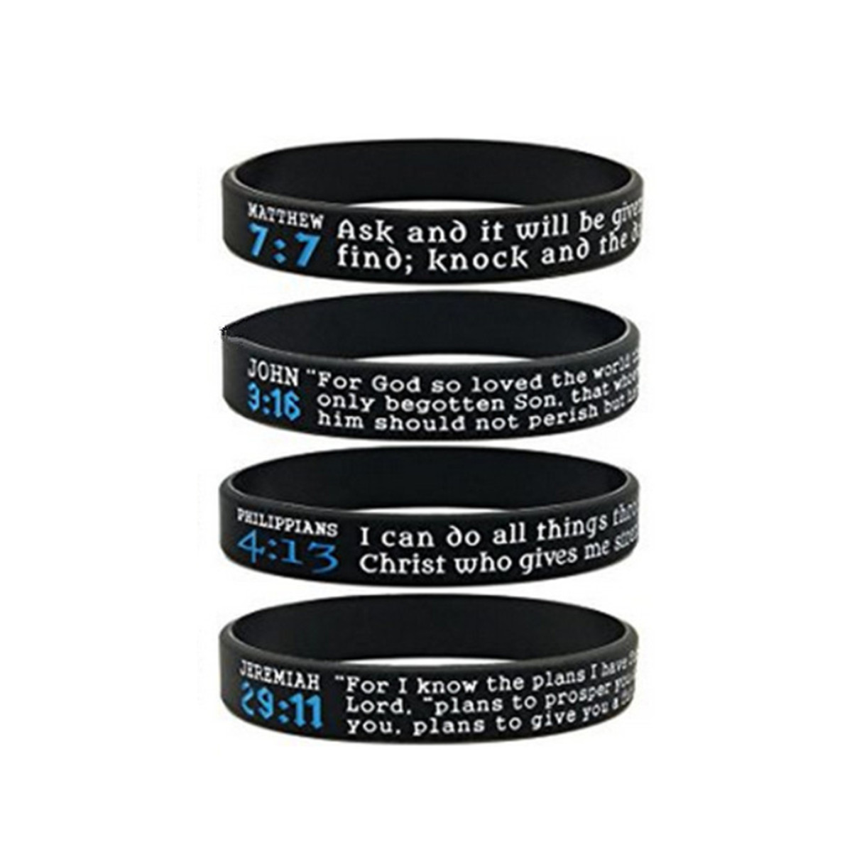 1/4X Fashion Bible Verse Wristbands Christian Men Bracelet Silicone