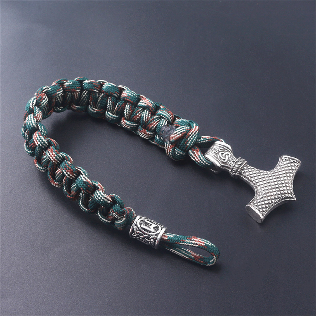 Men's Norse Viking Thor Hammer Mjolnir&Rune Bead Parachute Cord ...