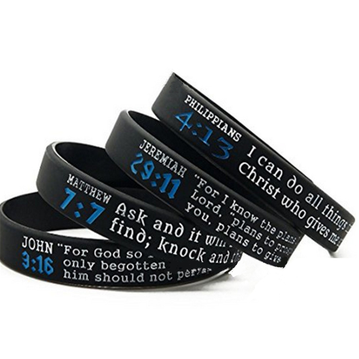 1/4X Fashion Bible Verse Wristbands Christian Men Bracelet Silicone