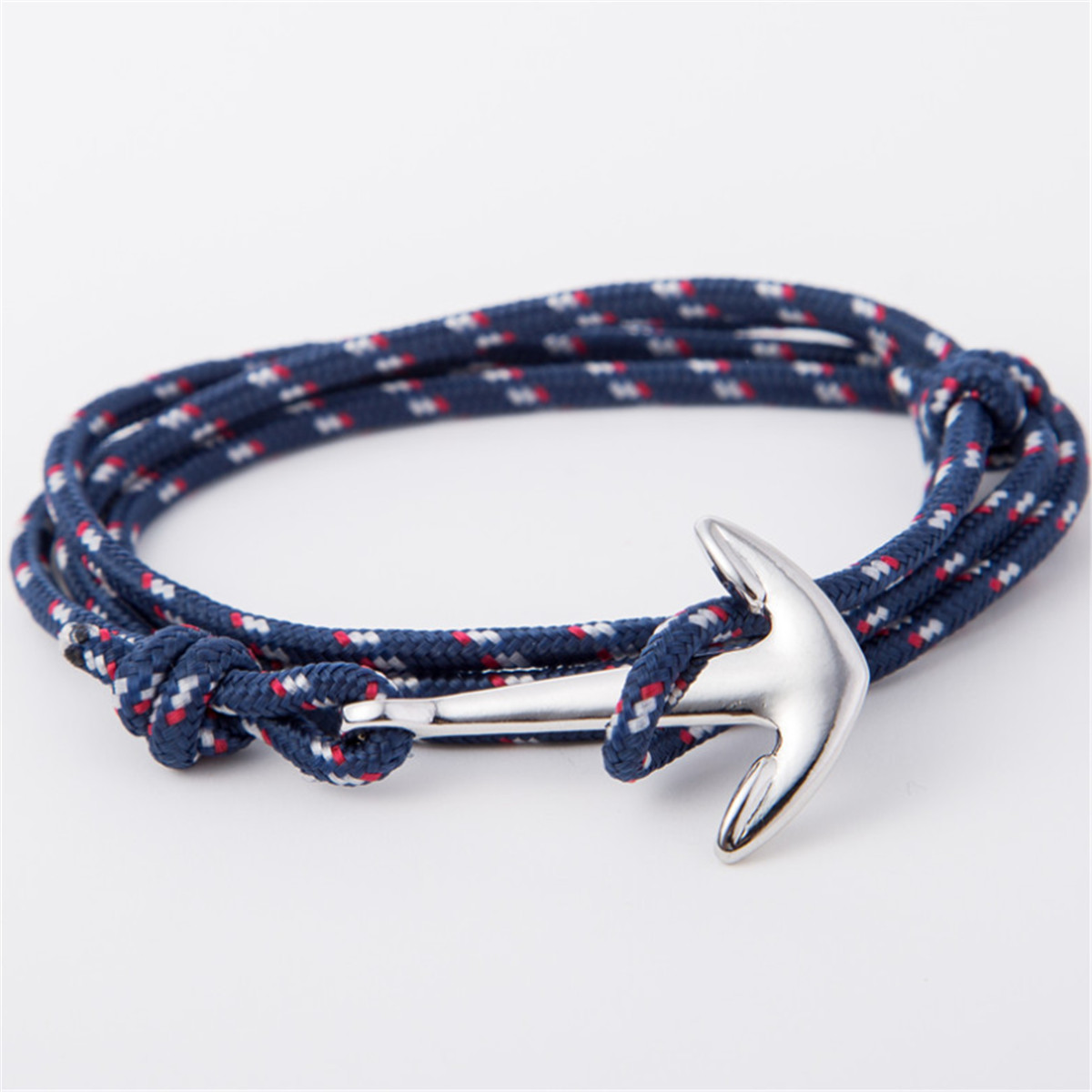1/2x Fashion Mens Boys Multilayer Nylon Anchor Handmade Rope Wristband