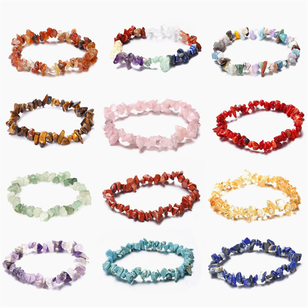 1/5X Charm Reiki Healing Bracelets Gemstone Crystal Chip Beaded Bracelet Stretch eBay