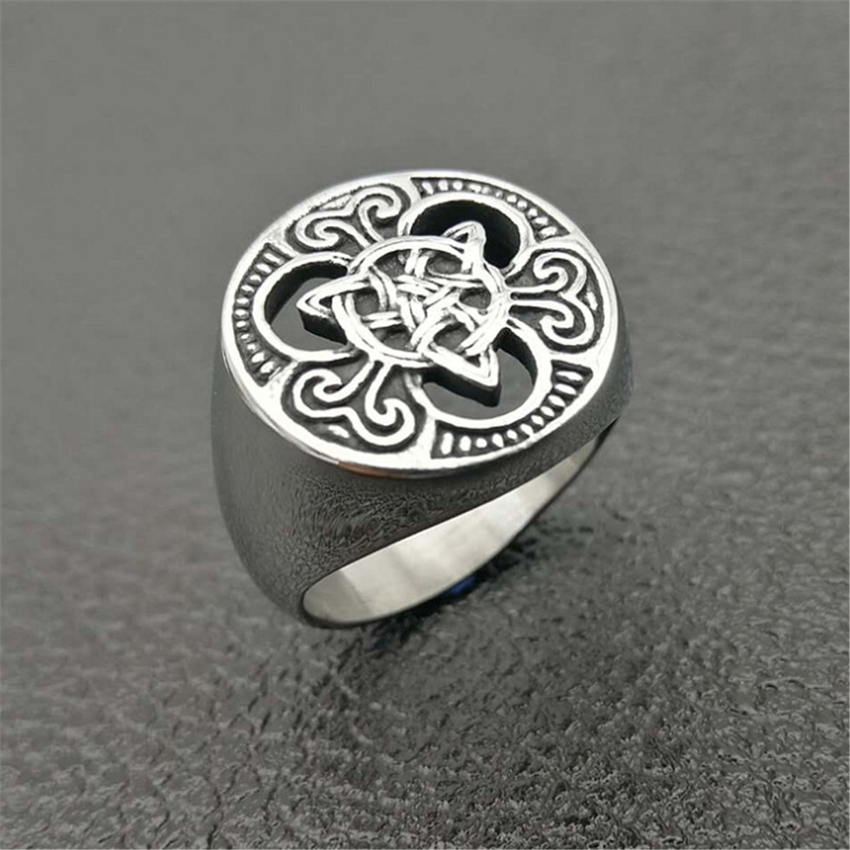 Retro Mens Round Celtic Knot Rings Stainless Steel Ring US Size